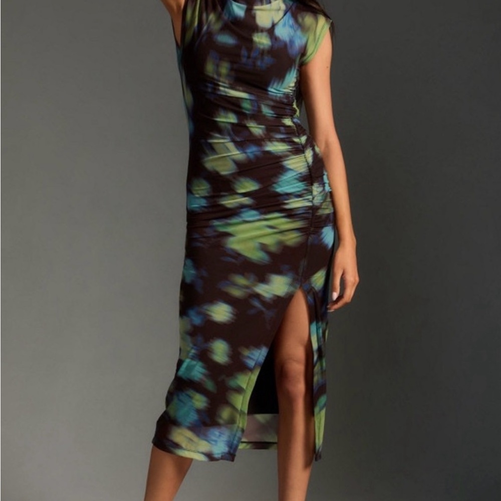 Anthropologie - The Maya Ruched Cowl-Neck Dress Mesh Edition (M)